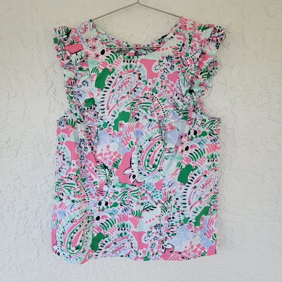 Crown & Ivy Pink and Green Paisley Top - Picture 1 of 8